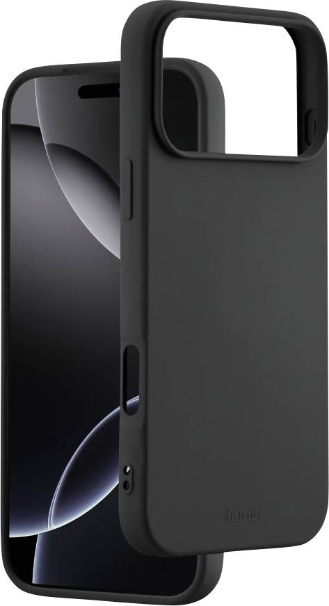 Smartphone mit schwarzer Schutzhülle, die eine glatte Oberfläche und präzise Aussparungen für Tasten und Kamera zeigt.