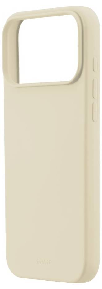 Eine beige Schutzhülle für ein Smartphone mit Aussparungen für die Tasten an der Seite und einer Öffnung für die Kamera.