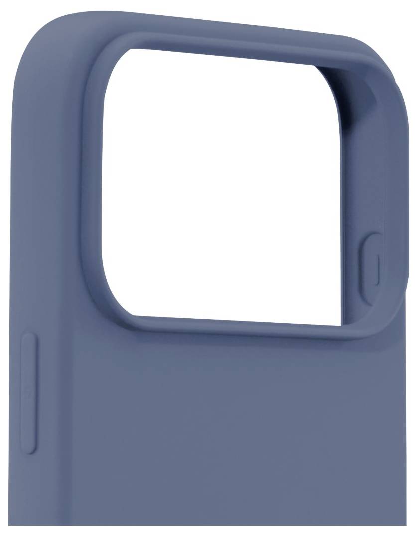 Eine blaue Smartphone-Hülle mit einer großen rechteckigen Aussparung für die Kamera.