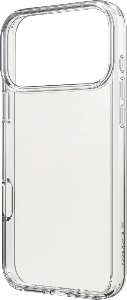 Ein transparenter Handyhülle mit rechteckiger Form, die die Rückseite und Seiten eines Smartphones schützt.