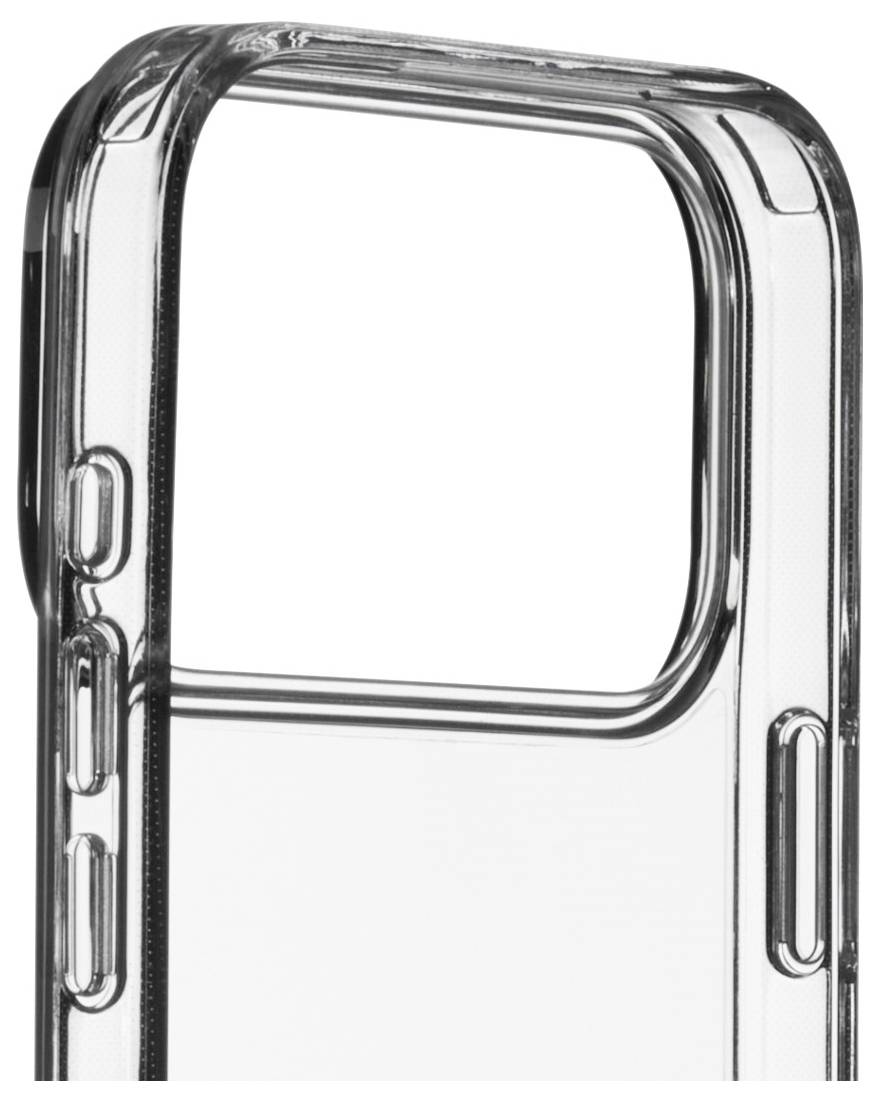 Durchsichtige Plastik-Handyhülle mit Aussparungen für Tasten und Kameramodul.