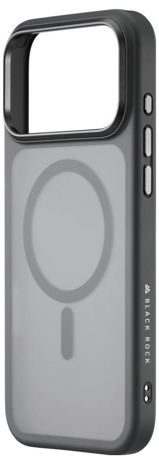 Eine schlanke Handyhülle mit einer großen rechteckigen Aussparung für die Kamera, Tasten an der Seite und der Markenbezeichnung 'Black Rock', die nahe dem unteren Rand gedruckt ist.