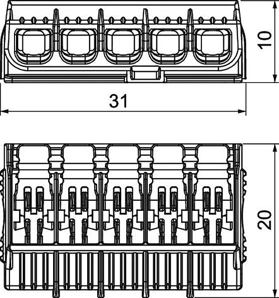 OBO Bettermann 2054425 61 HSK45 flexibel: 0.02-4mm² starr: 0.02-2.5mm² Polzahl: 5 45 St. Transparent