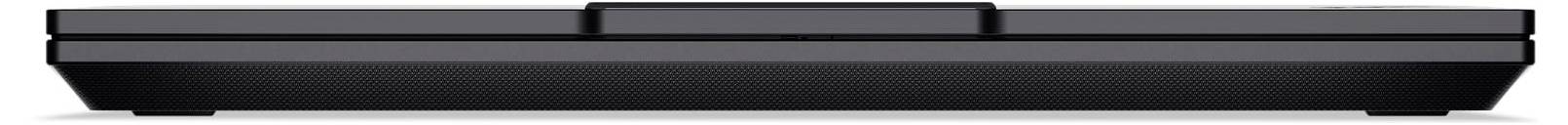 Schwarze elektronische Soundbar mit elegantem Design, von vorne betrachtet.