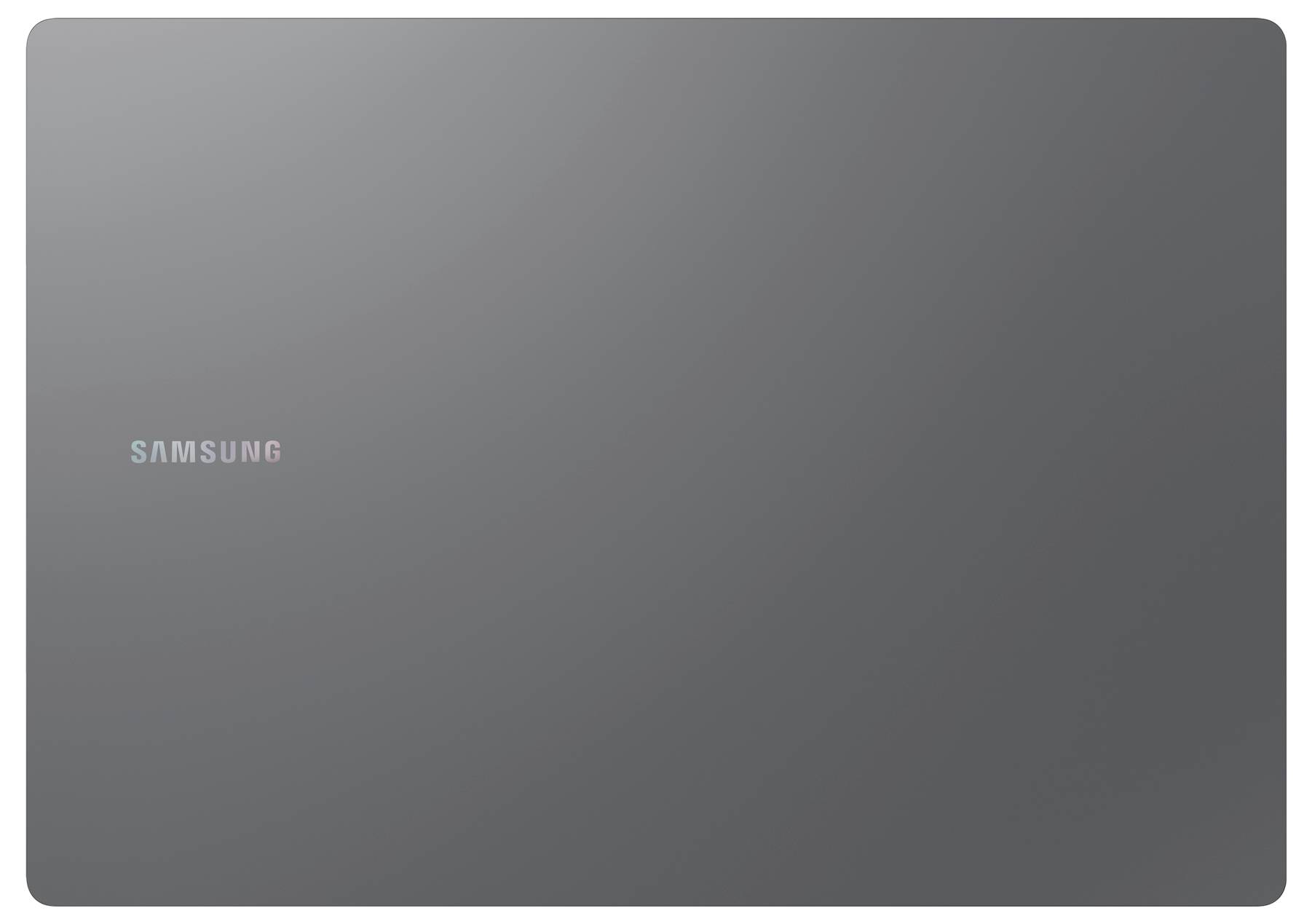 Ein schlankes, graues Tablet-Rückpanel mit dem 'Samsung'-Logo in der oberen linken Ecke, das ein minimalistisches und modernes Design präsentiert.
