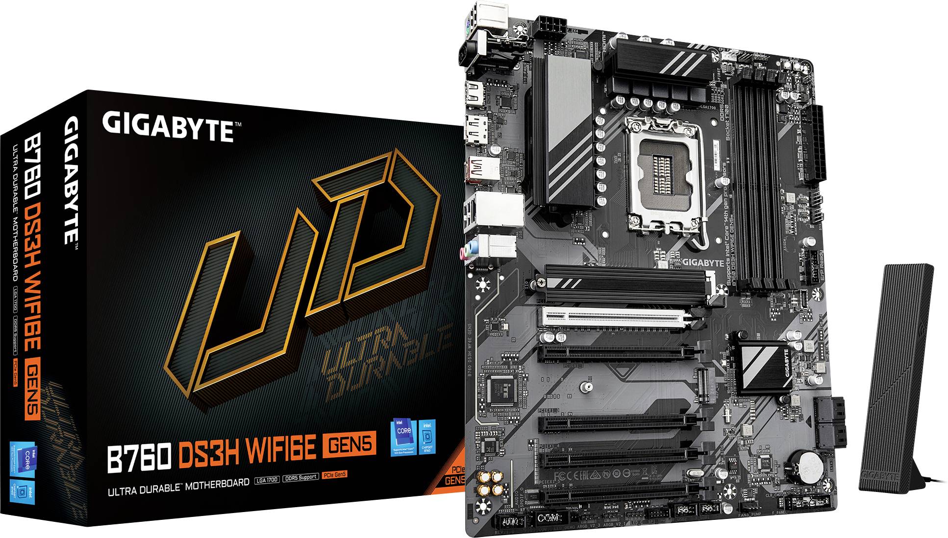 Gigabyte B760 DS3H WF6E GEN5 Mainboard Sockel (PC) Intel® 1700 Formfaktor (Details) ATX Mainboard-Chipsatz Intel® B760 Express