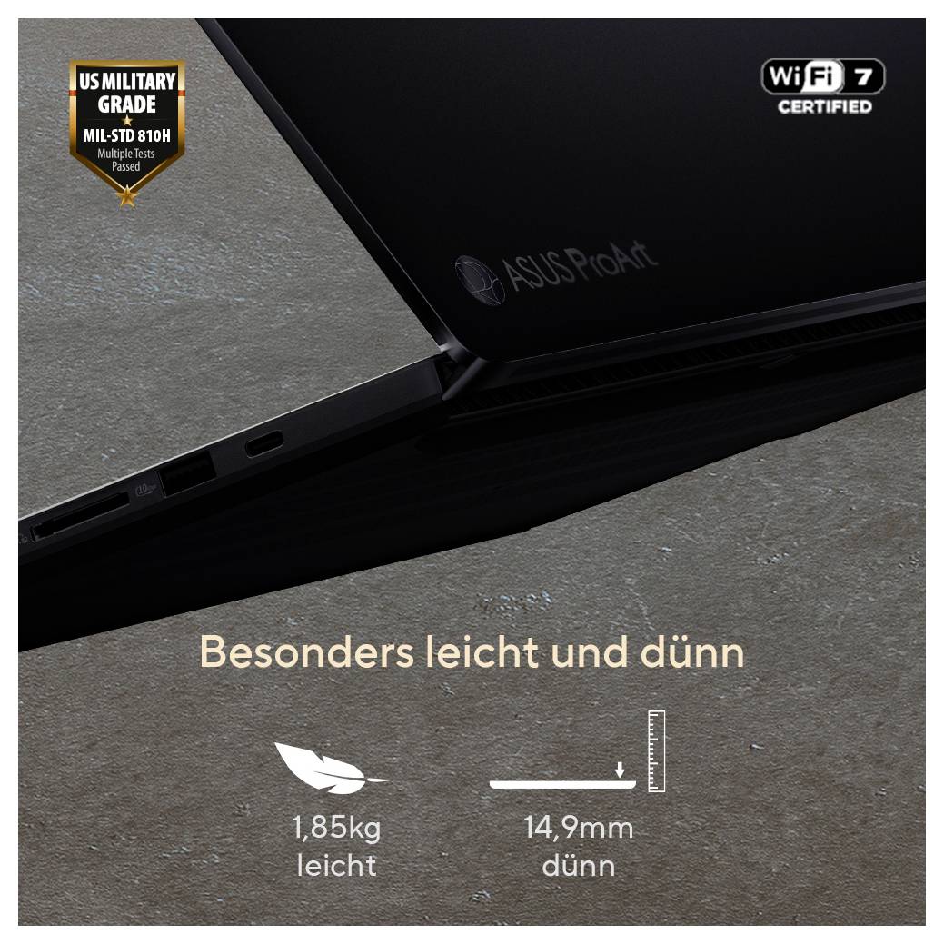 Asus Notebook ProArt P16 40.6cm (16 Zoll) WQUXGA AMD Ryzen AI 9 HX 370 32GB RAM Deutsch, QWERTZ AMD Radeon™ 890M Nvidia GeForce