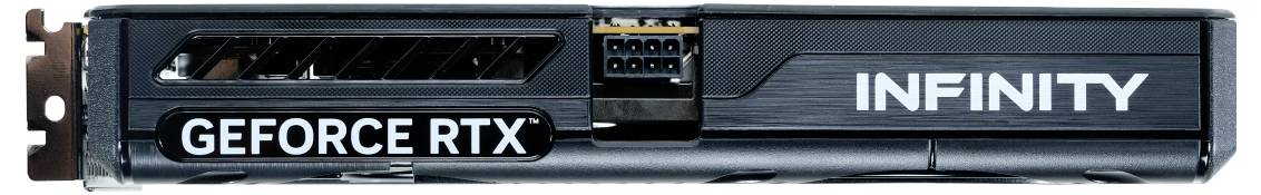 Seitenansicht einer Grafikkarte mit den Beschriftungen 