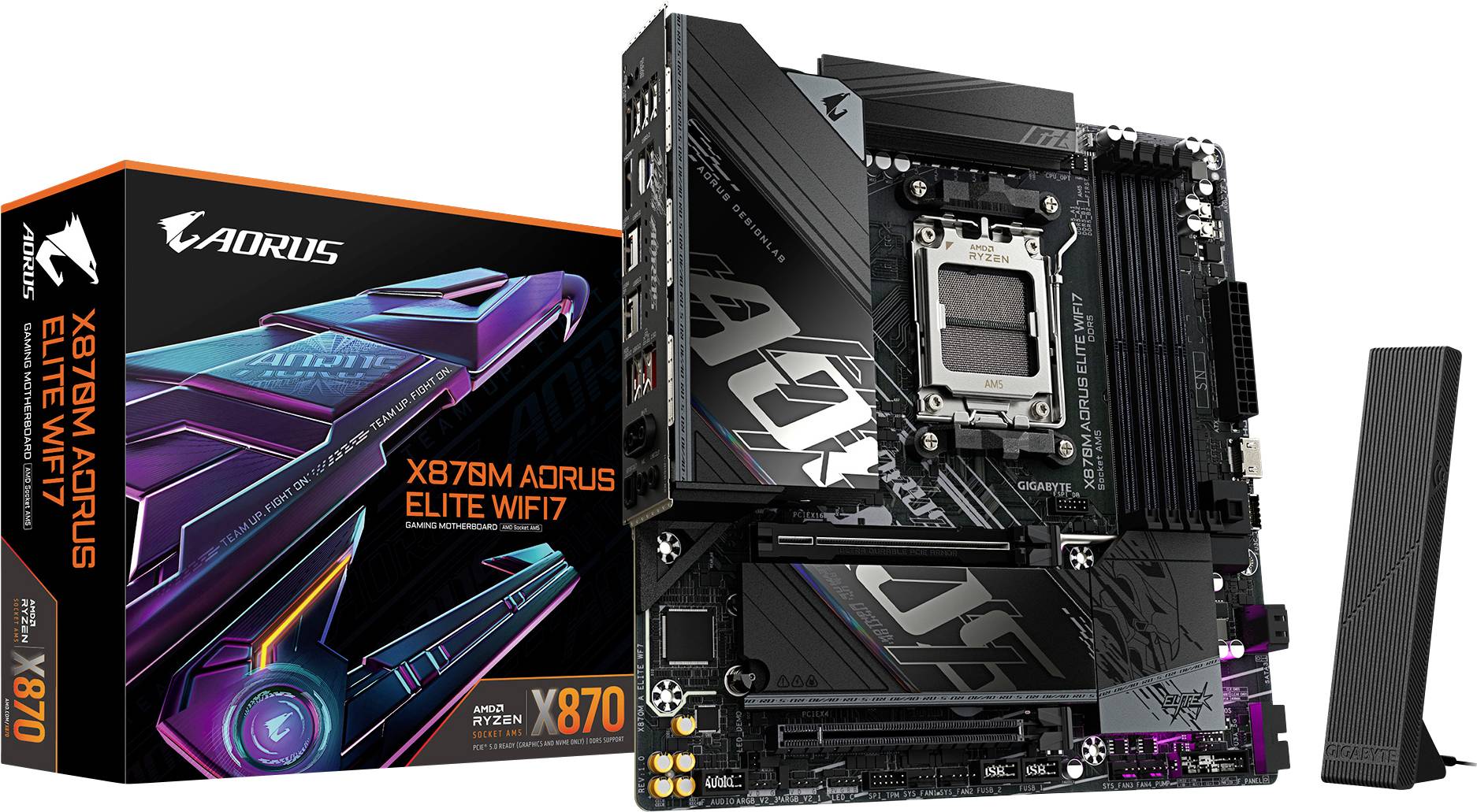 Gigabyte X870M AORUS ELITE WIFI7 Mainboard Sockel (PC) AMD® AM5 Formfaktor (Details) Micro-ATX Mainboard-Chipsatz AMD® X870