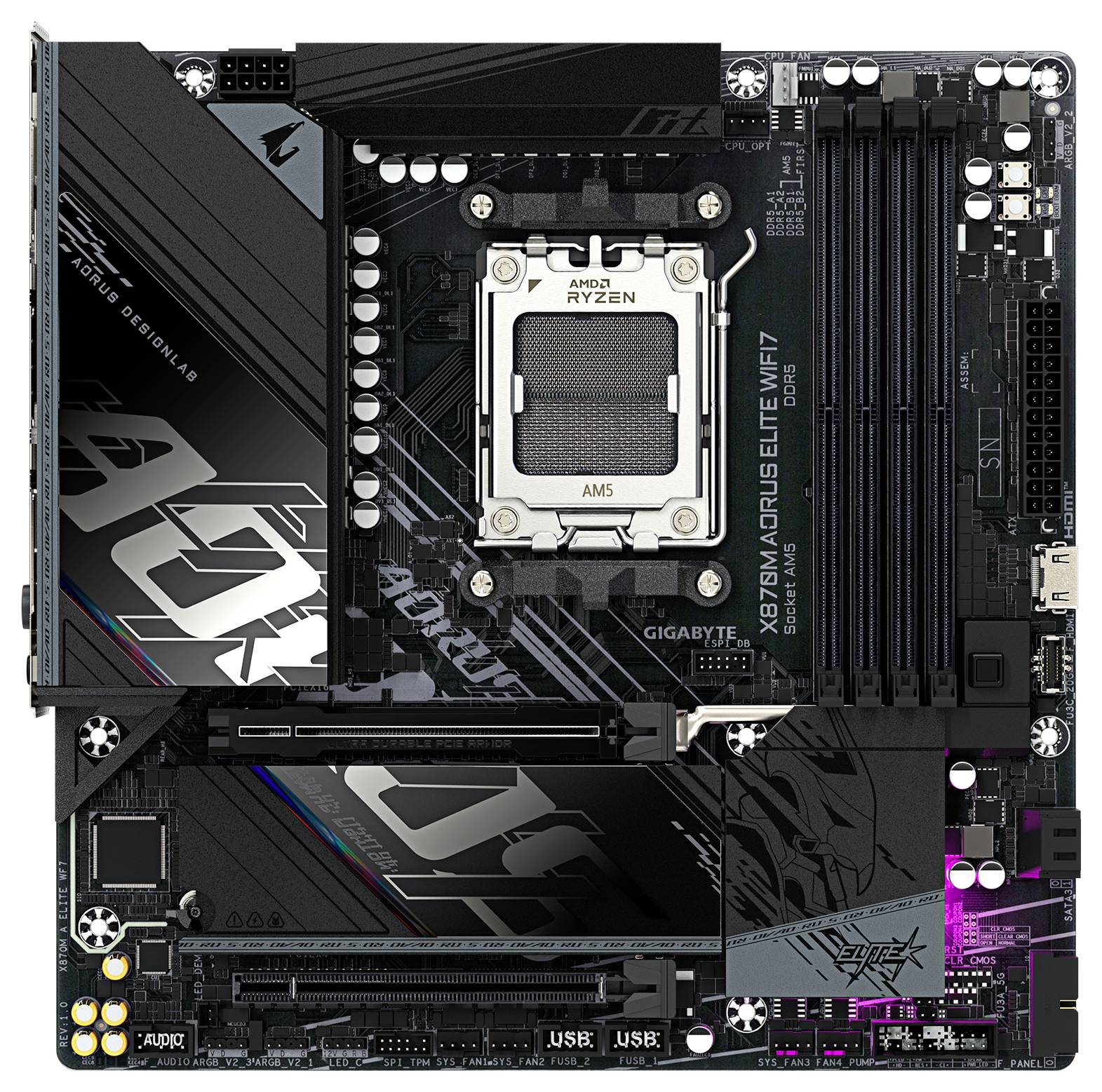 Gigabyte X870M AORUS ELITE WIFI7 Mainboard Sockel (PC) AMD® AM5 Formfaktor (Details) Micro-ATX Mainboard-Chipsatz AMD® X870
