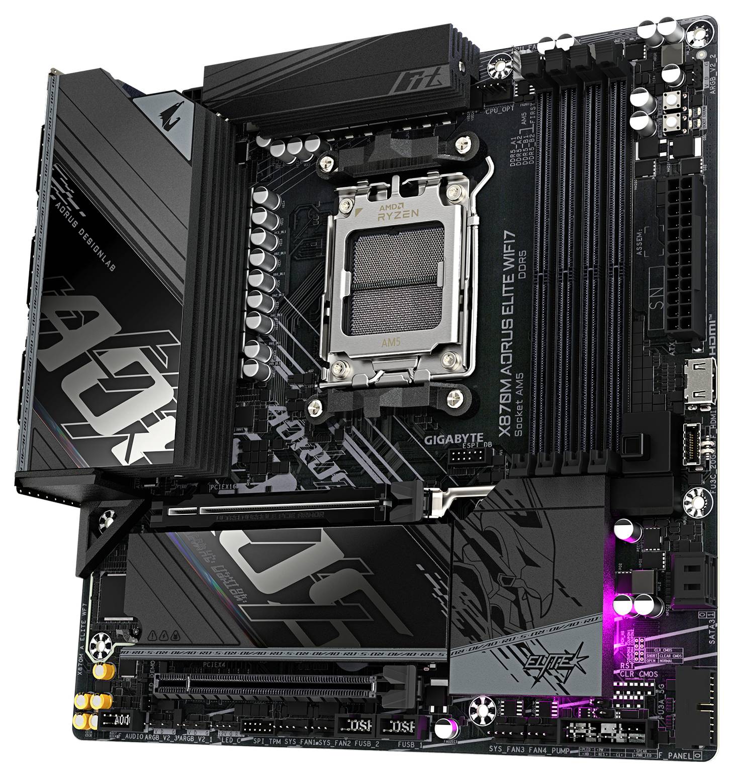 Gigabyte X870M AORUS ELITE WIFI7 Mainboard Sockel (PC) AMD® AM5 Formfaktor (Details) Micro-ATX Mainboard-Chipsatz AMD® X870