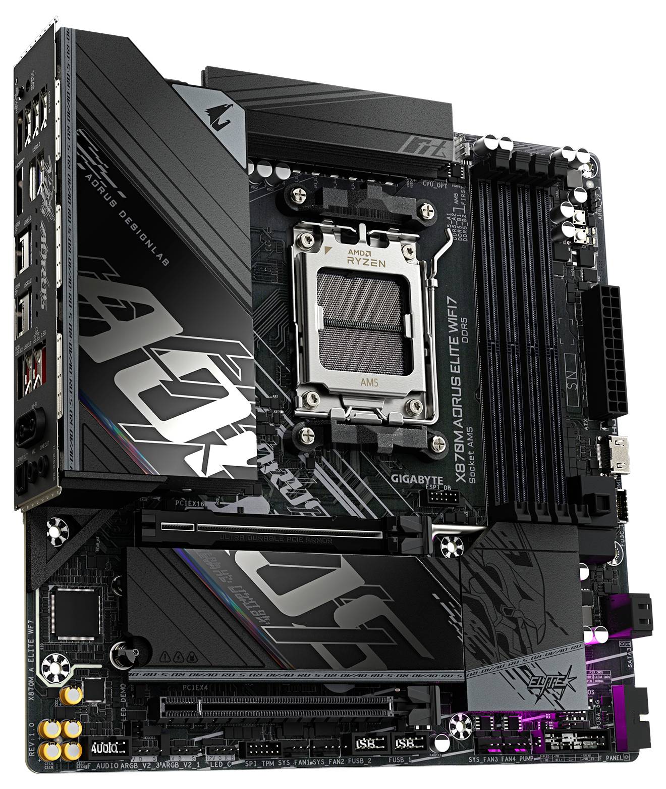 Gigabyte X870M AORUS ELITE WIFI7 Mainboard Sockel (PC) AMD® AM5 Formfaktor (Details) Micro-ATX Mainboard-Chipsatz AMD® X870