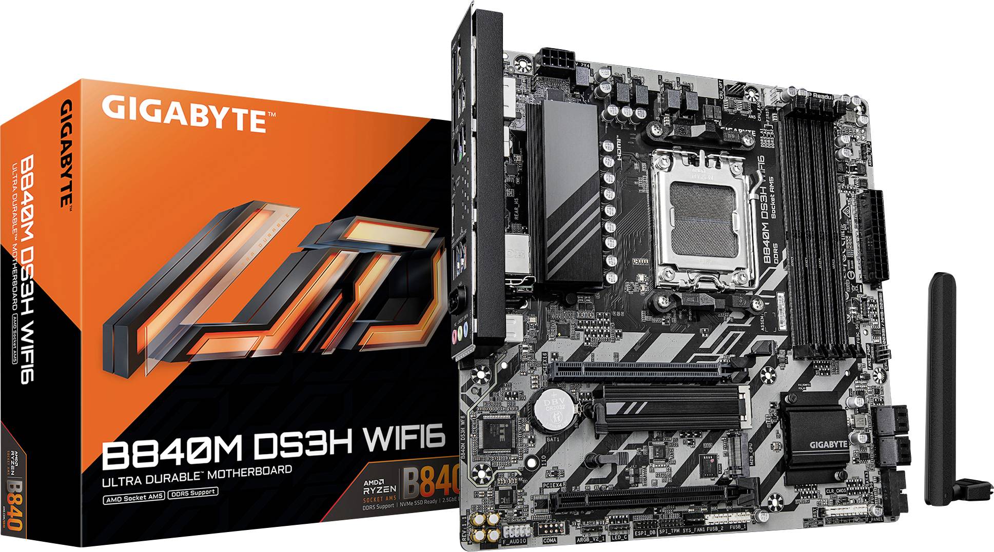Gigabyte B840M DS3H WF6 Mainboard Sockel (PC) AMD® AM5 Formfaktor (Details) Micro-ATX Mainboard-Chipsatz AMD® B840
