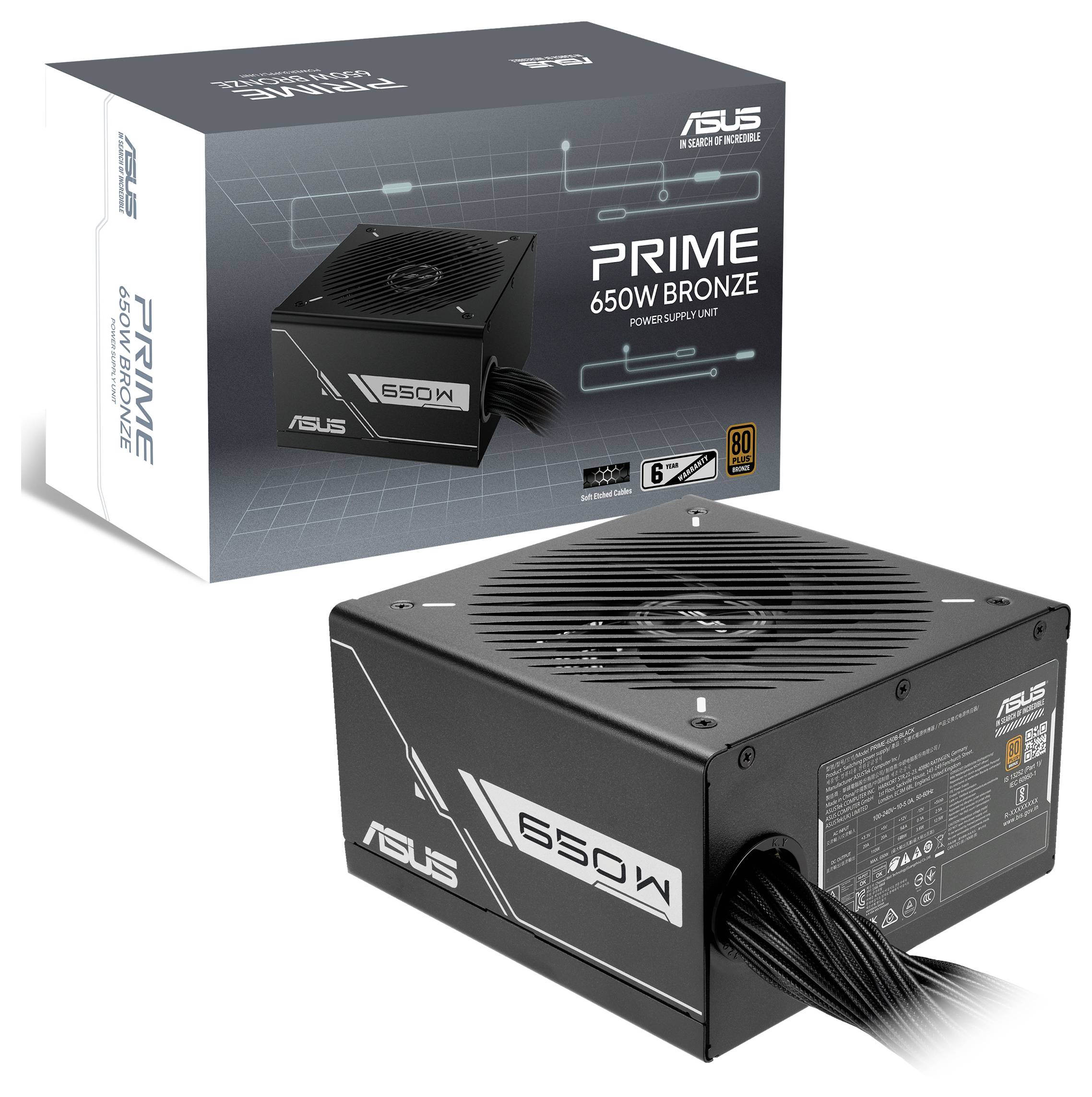 Eine schwarze Computernetzteile mit der Beschriftung 