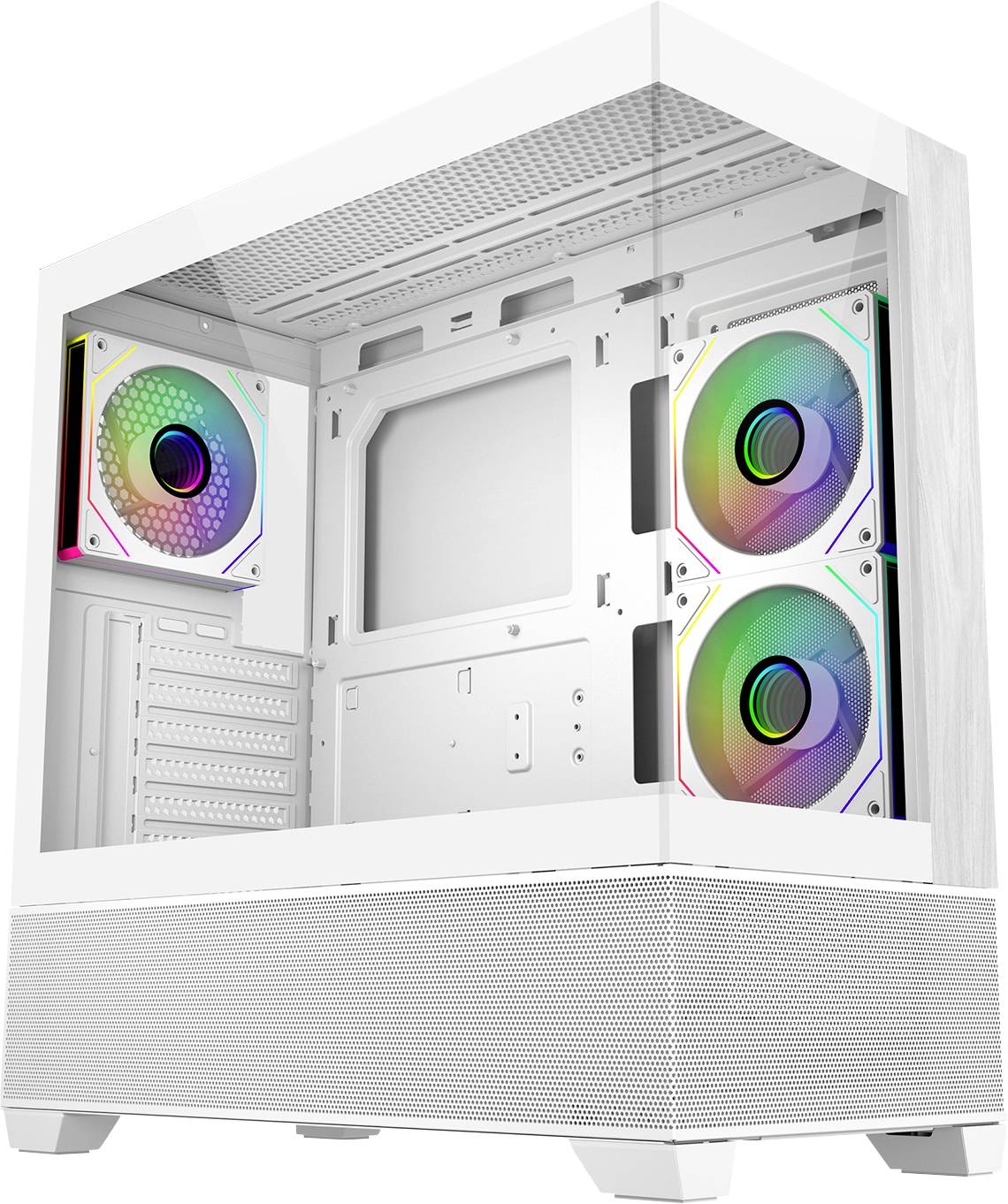 Cooler Master Elite 690 Midi-Tower PC-Gehäuse Weiß 3 Vorinstallierte LED Lüfter, Seitenfenster