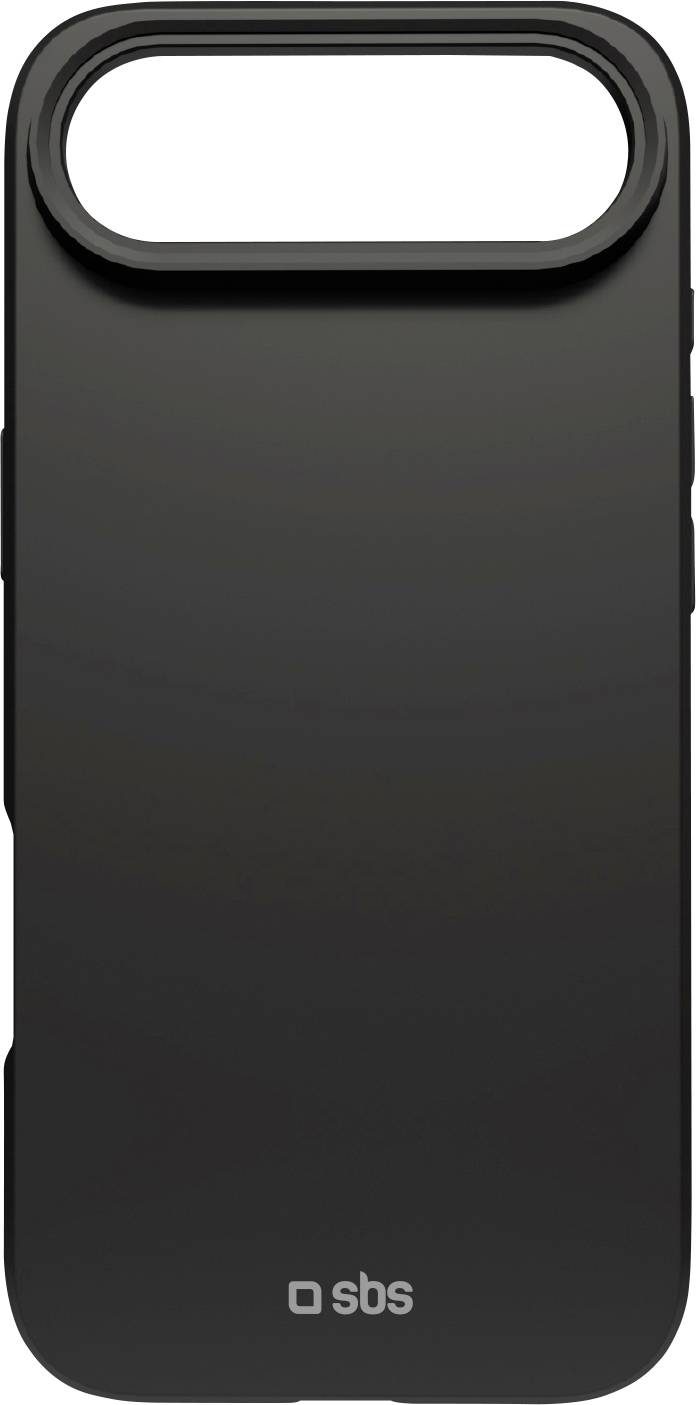 Ein schwarzes Handyhülle mit einer rechteckigen Kameralinsen-Öffnung, entworfen von SBS, das ein minimalistisches Design ohne zusätzliche Funktionen zeigt.