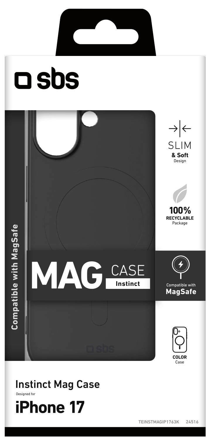 'SBS Instinct Mag Case' Schutzhülle für iPhone 17, mit schlankem, weichem und zu 100% recycelbarem Design. Kompatibel mit MagSafe.