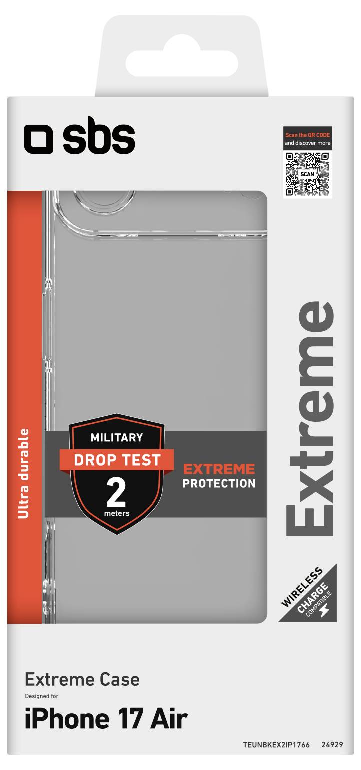 sbs Extreme Handyhülle, zertifiziert mit 'Militärischer Falltest 2 Meter', geeignet für 'iPhone 17 Air'.