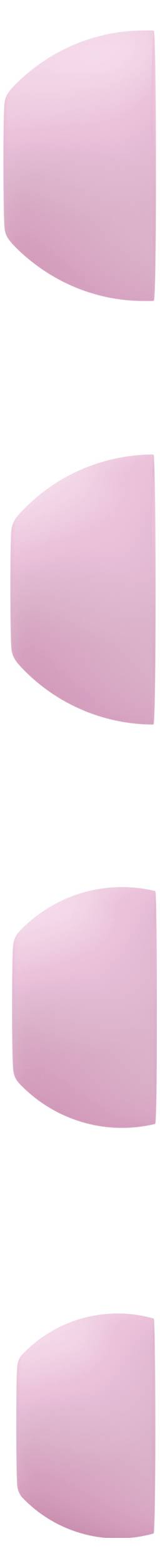 Vier rosa Halbkreise, vertikal ausgerichtet, wobei jeder von oben nach unten leicht in der Größe abnimmt.