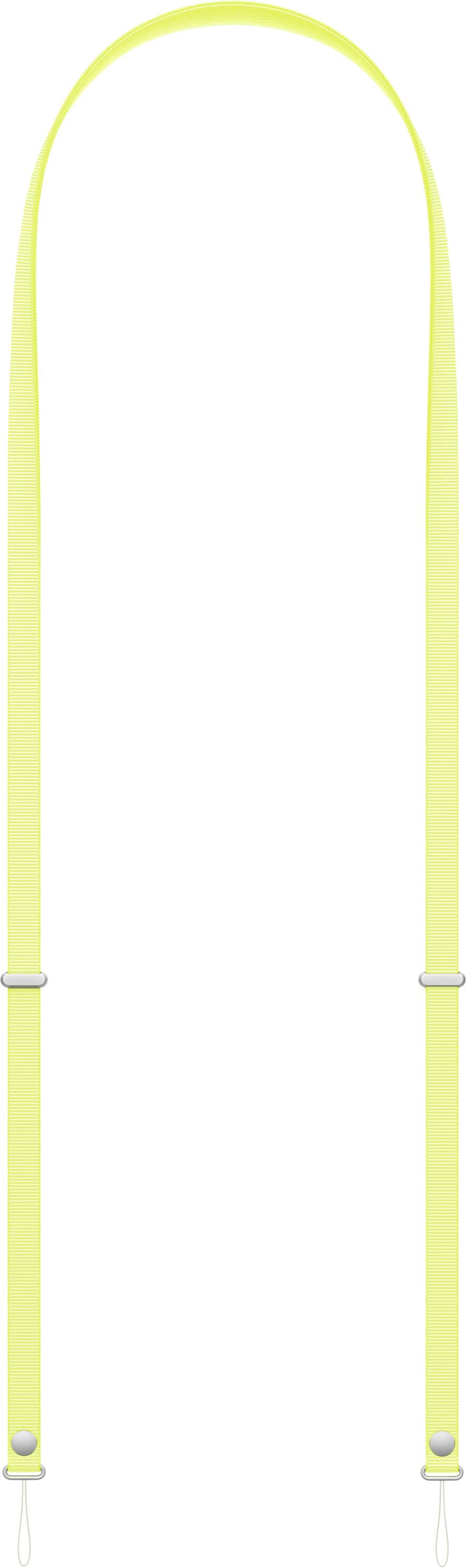 Gelber Schlaufenriemen mit verstellbaren Schnallen an beiden Seiten, der für verschiedene Tragt- oder Befestigungszwecke verwendet wird.