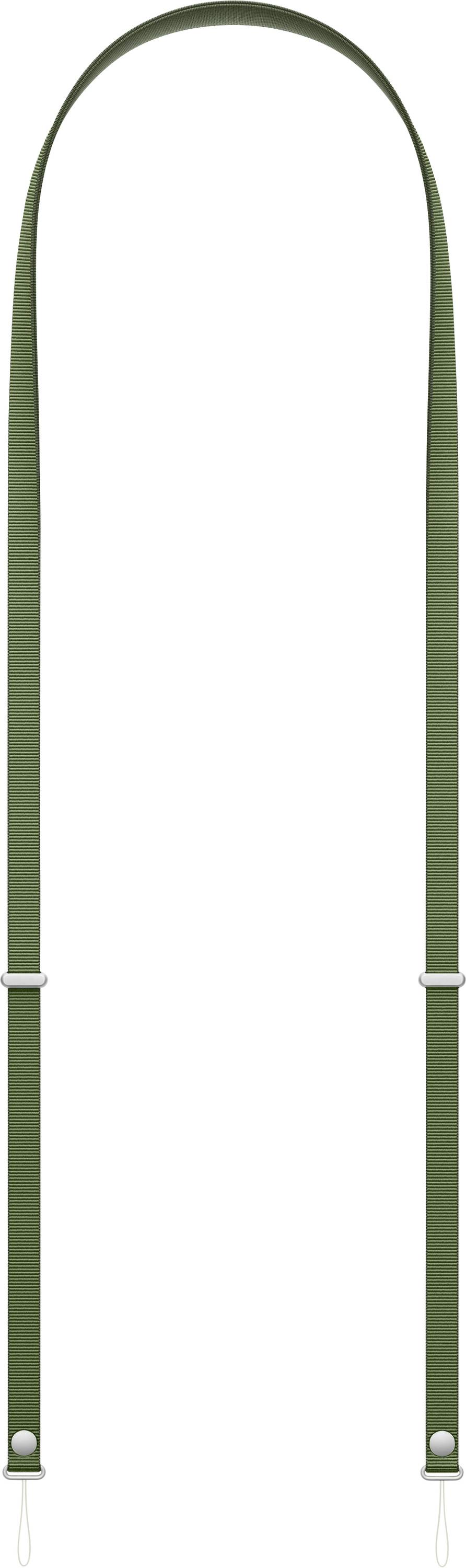 Ein grünes Schlaufenband für AirTag mit Metallclips an beiden Enden, entwickelt für einfache Befestigung und Aufhängung.