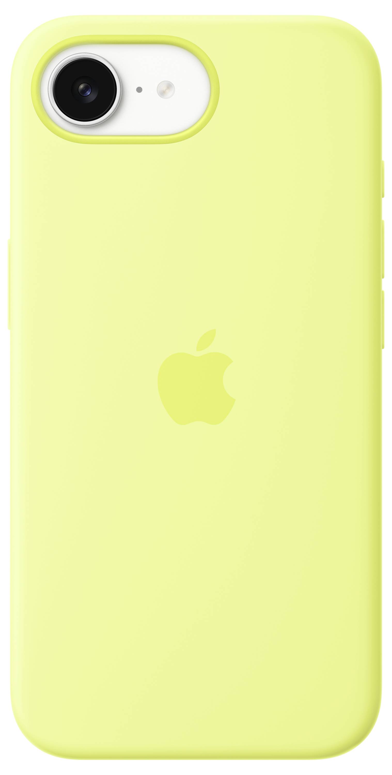 Eine gelbe Handyhülle mit dem Apple-Logo auf der Rückseite, entworfen für ein iPhone.