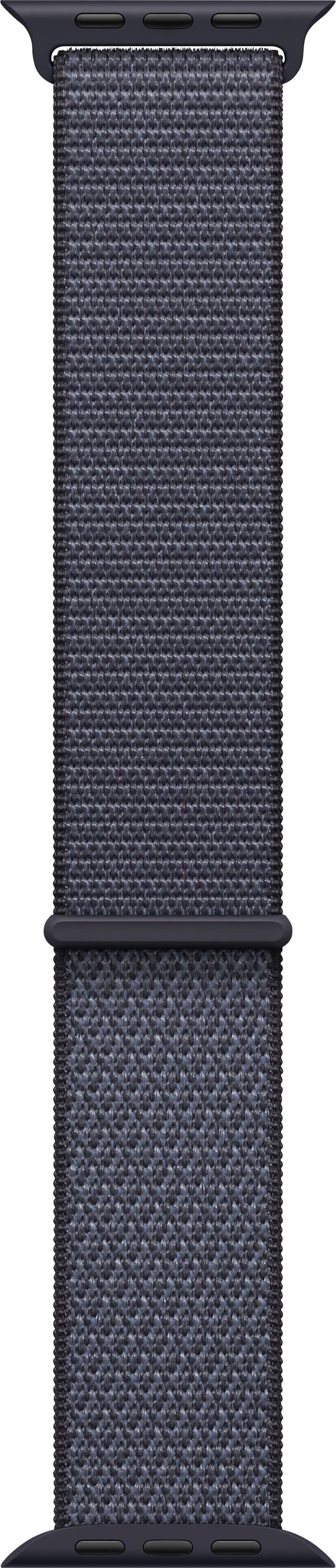 Ein dunkelblauer gewebter Nylon-Uhrenarmband mit Klettverschluss, der auf Komfort und Verstellbarkeit ausgelegt ist.