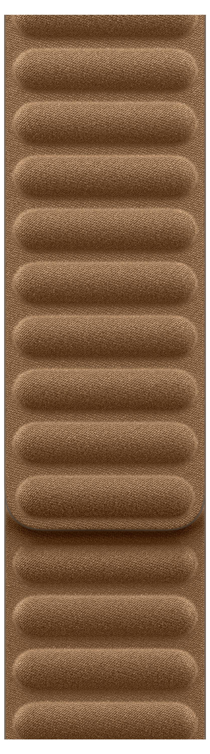 Ein strukturiertes Lederarmband mit geripptem Design in Braun.