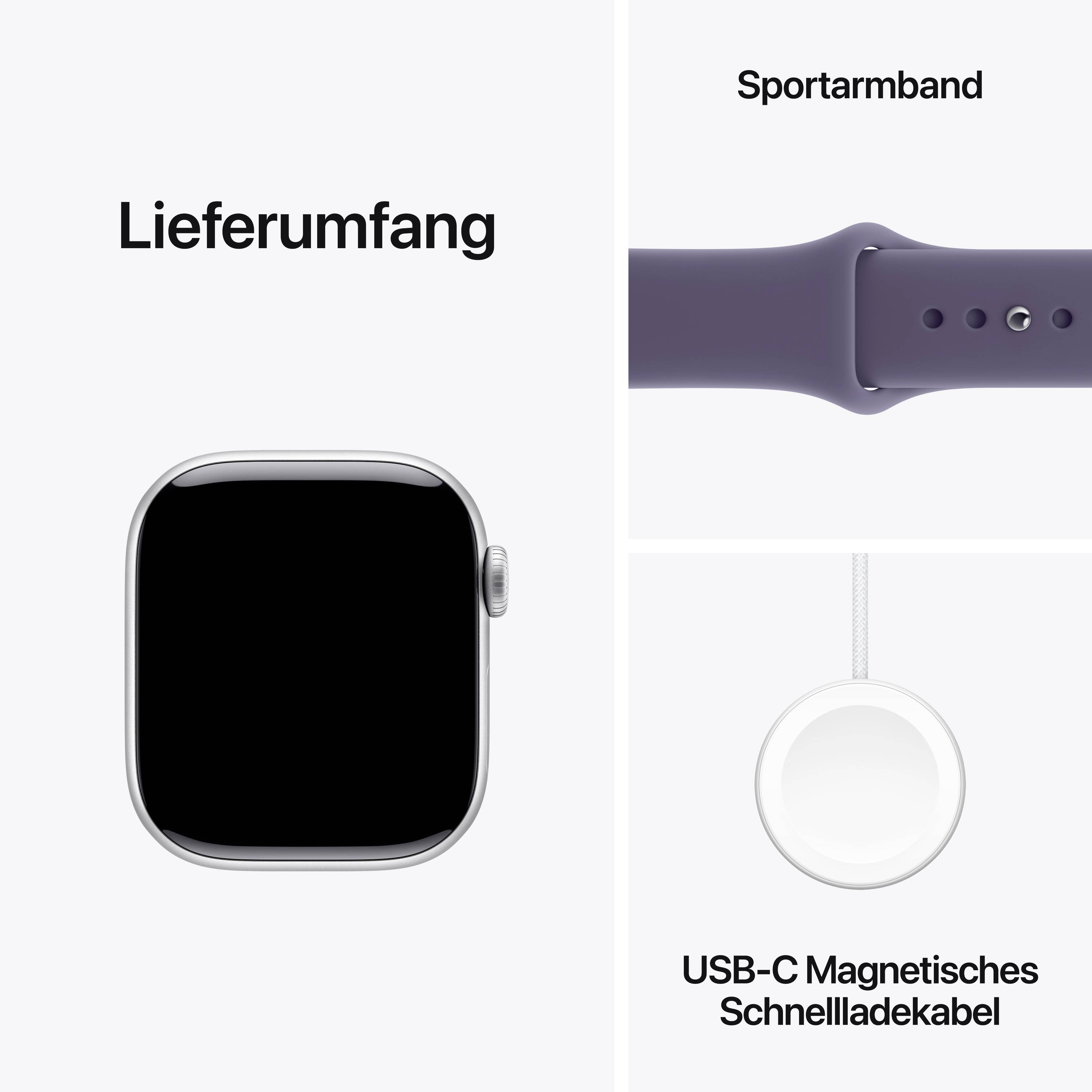 Apple Watch Series 11 GPS 46 mm Aluminiumgehäuse Sport Band Nebelviolett S/M