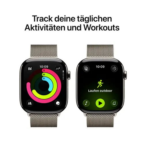 Apple Watch Series 11 GPS + Cellular 42mm Titangehäuse Milanese Loop Natur M/L Apple Watch Series 11 GPS + Cellular 42mm Titangehäuse Milanese Loop Natur M/L