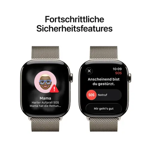 Apple Watch Series 11 GPS + Cellular 42mm Titangehäuse Milanese Loop Natur M/L Apple Watch Series 11 GPS + Cellular 42mm Titangehäuse Milanese Loop Natur M/L