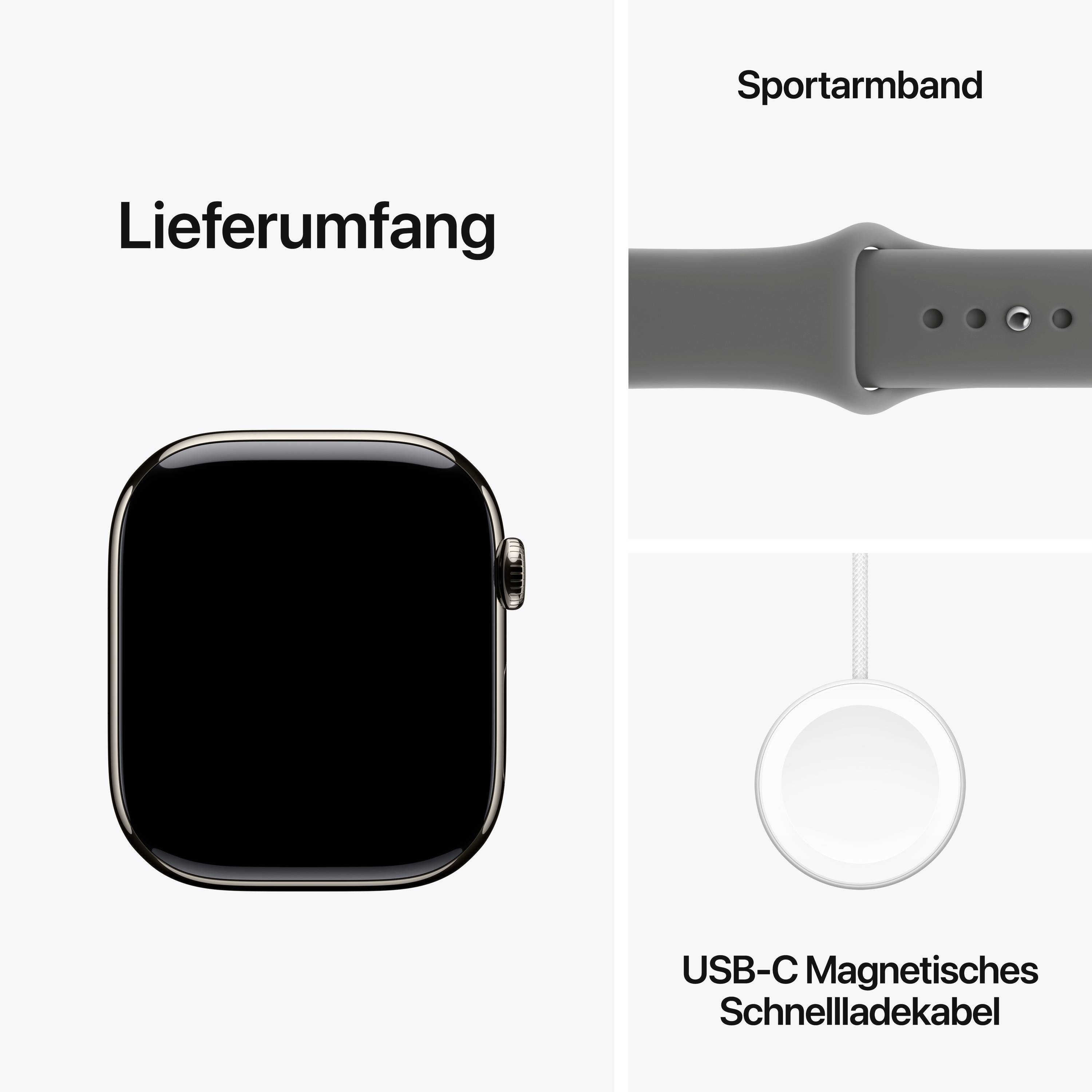 Apple Watch Series 11 GPS + Cellular 46mm Titangehäuse Sport Band Steingrau S/M