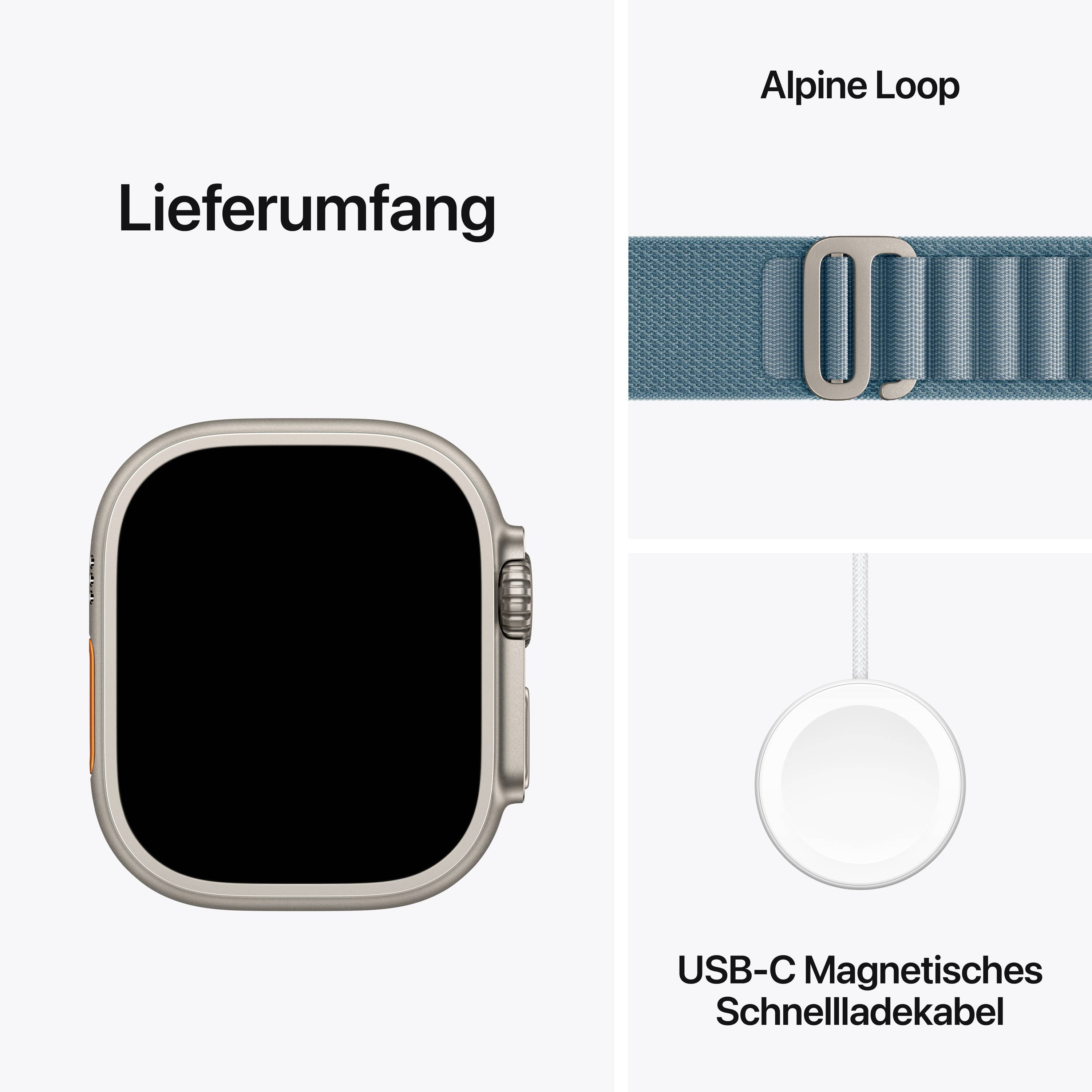 Apple Watch Ultra 3 GPS + Cellular 49 mm Titangehäuse Alpine Loop Hellblau S