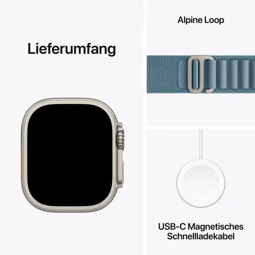 Apple Watch Ultra 3 GPS + Cellular 49mm Titangehäuse Alpine Loop Hellblau S Apple Watch Ultra 3 GPS + Cellular 49mm Titangehäuse Alpine Loop Hellblau S