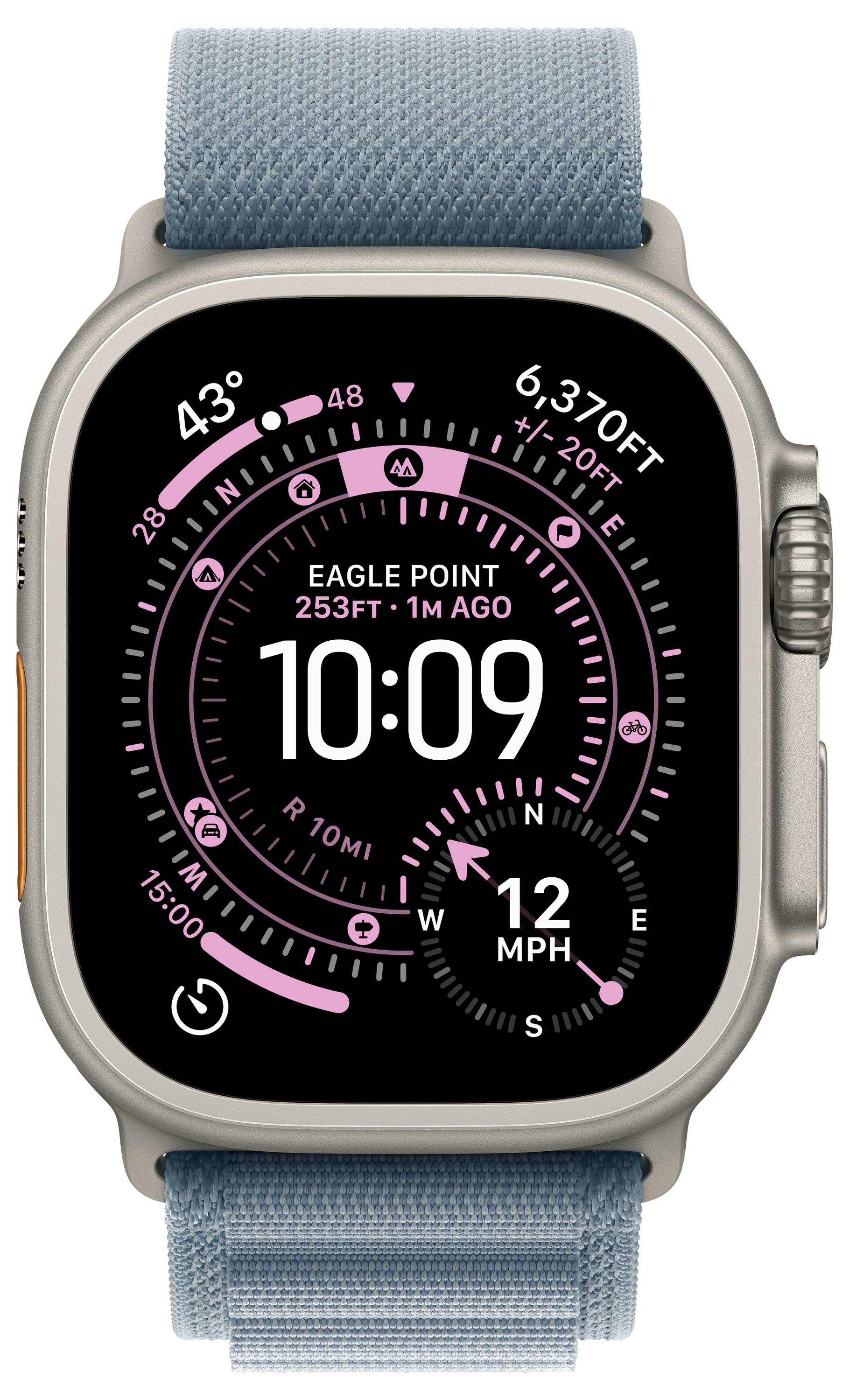 Apple Watch Ultra 3 GPS + Cellular 49mm Titangehäuse Alpine Loop Hellblau S