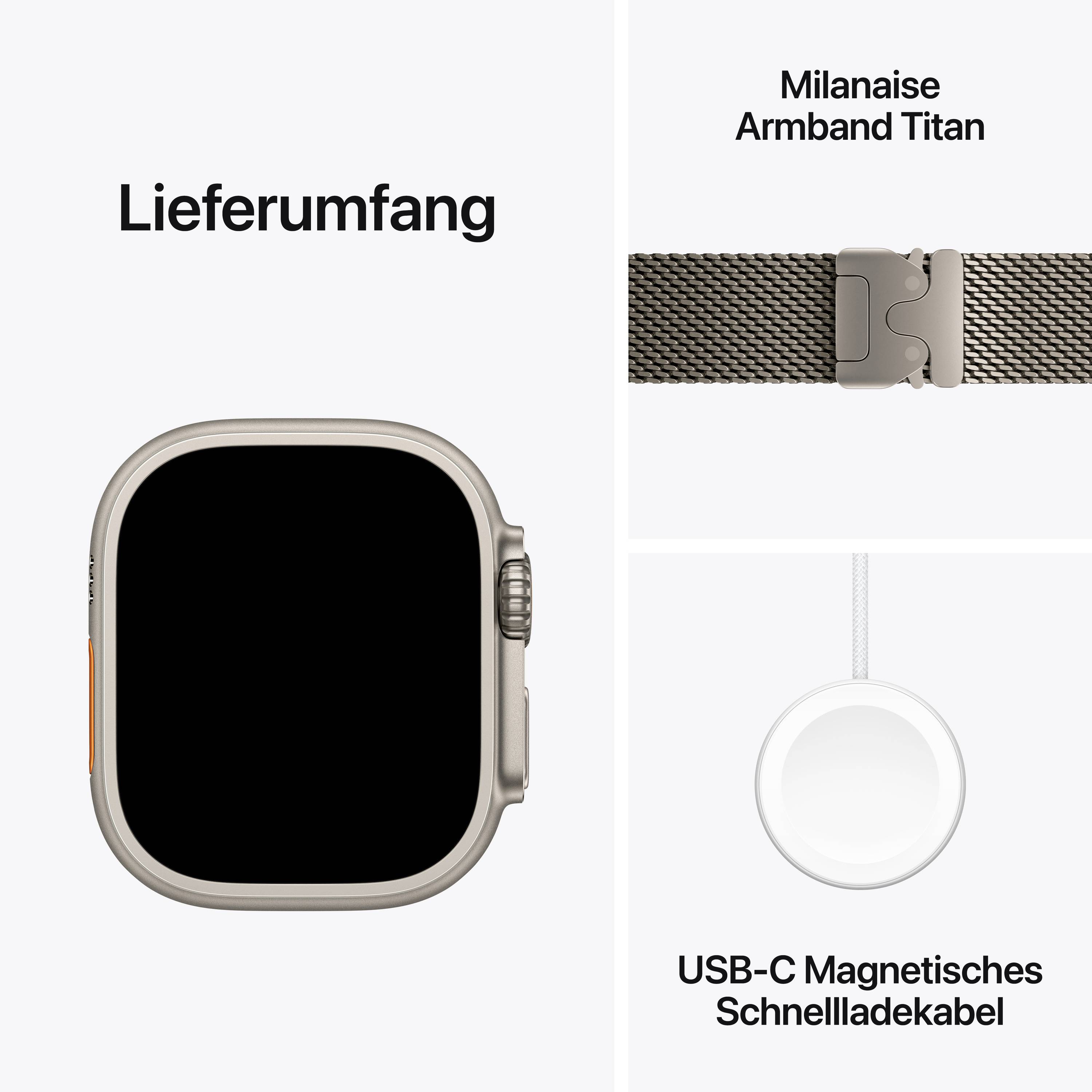 Apple Watch Ultra 3 GPS + Cellular 49 mm Titangehäuse Milanese Loop Natur M