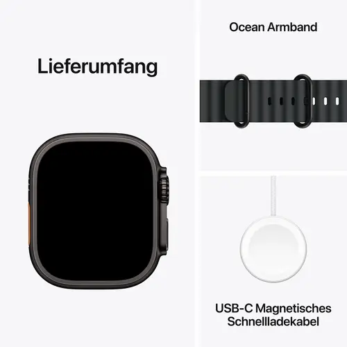 Apple Watch Ultra 3 GPS + Cellular 49mm Titangehäuse Ocean Band Schwarz Apple Watch Ultra 3 GPS + Cellular 49mm Titangehäuse Ocean Band Schwarz