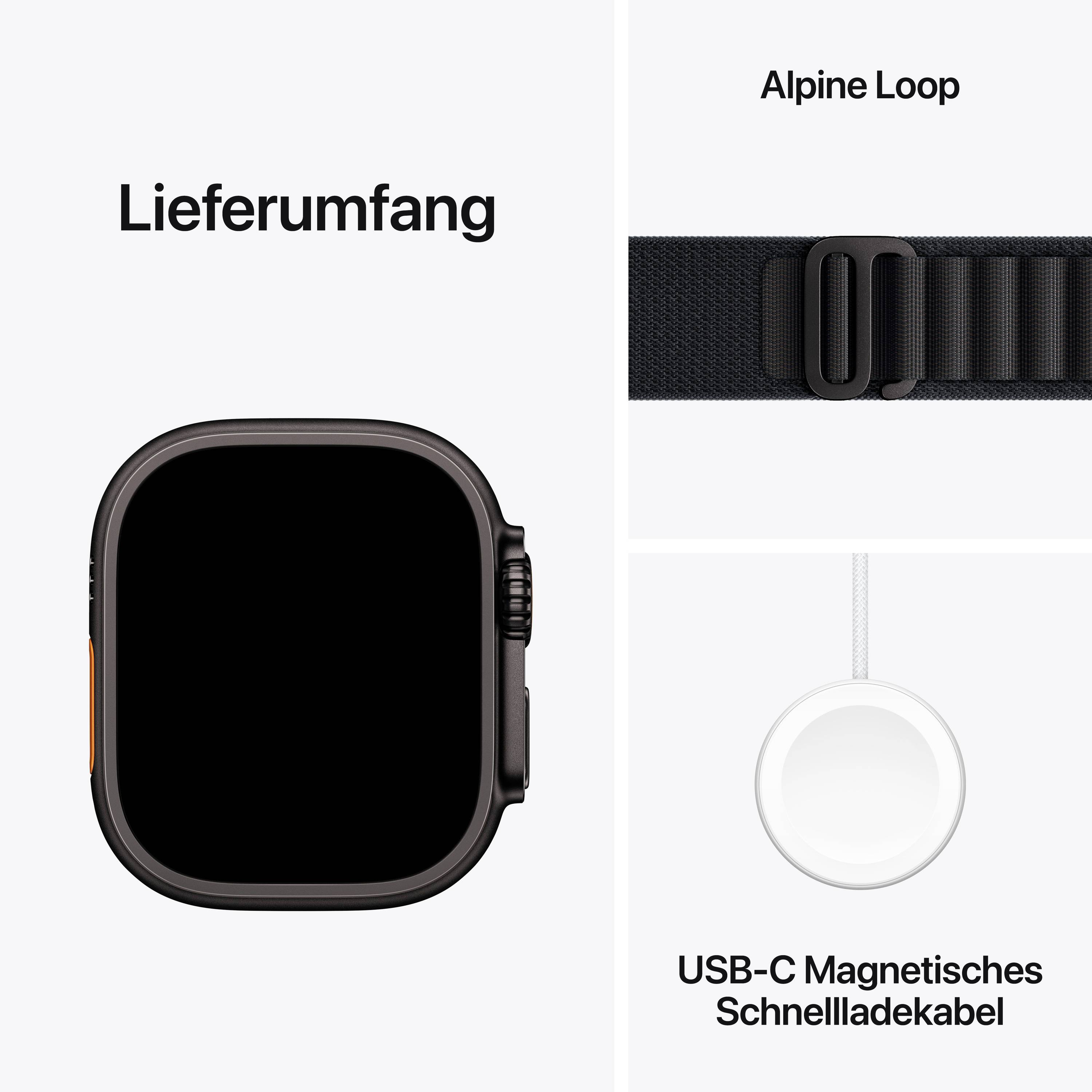 Apple Watch Ultra 3 GPS + Cellular 49 mm Titangehäuse Alpine Loop Schwarz L