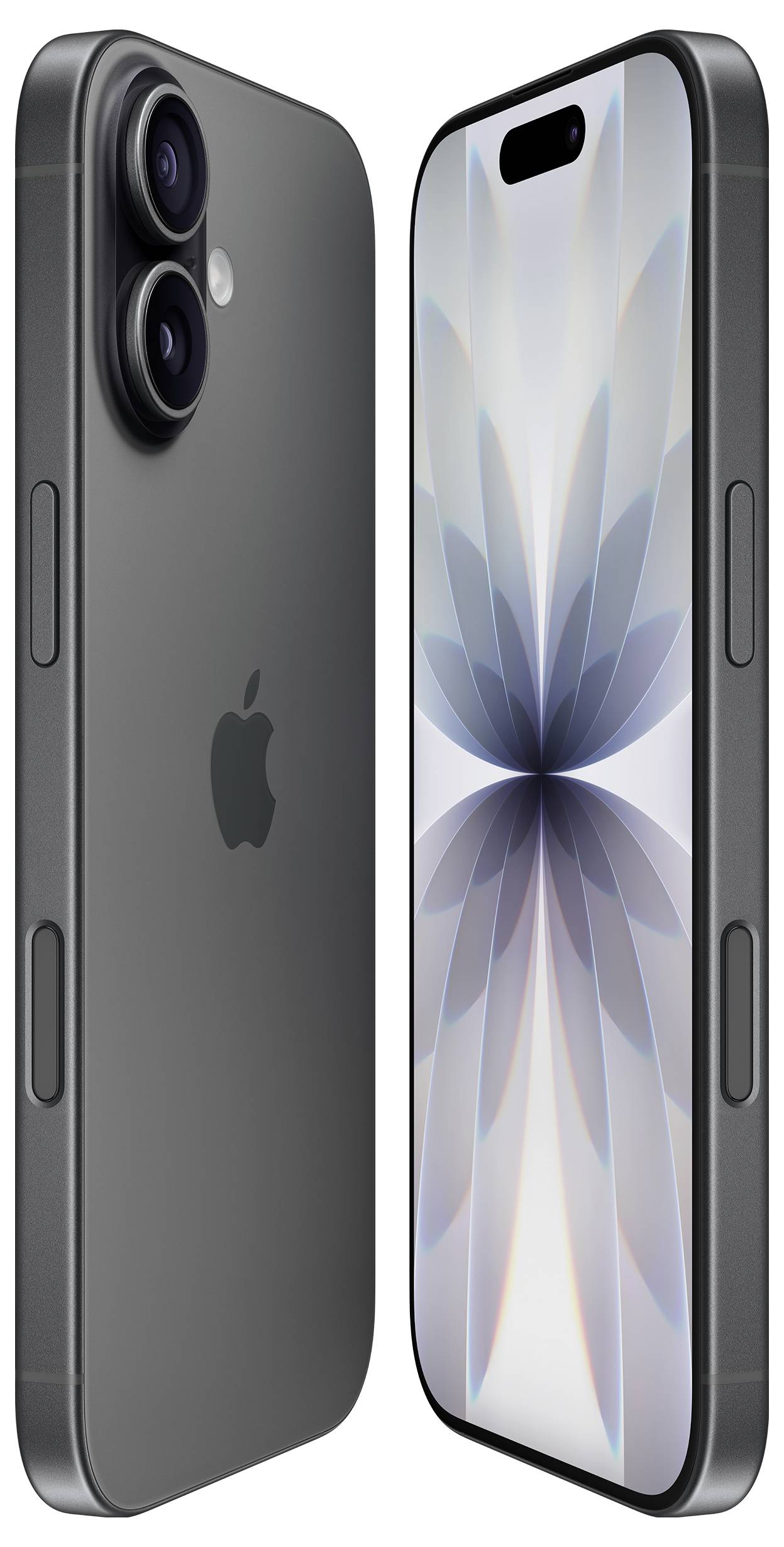 Rück- und Vorderansicht eines Smartphones mit einem Blumenmuster auf dem Bildschirm.