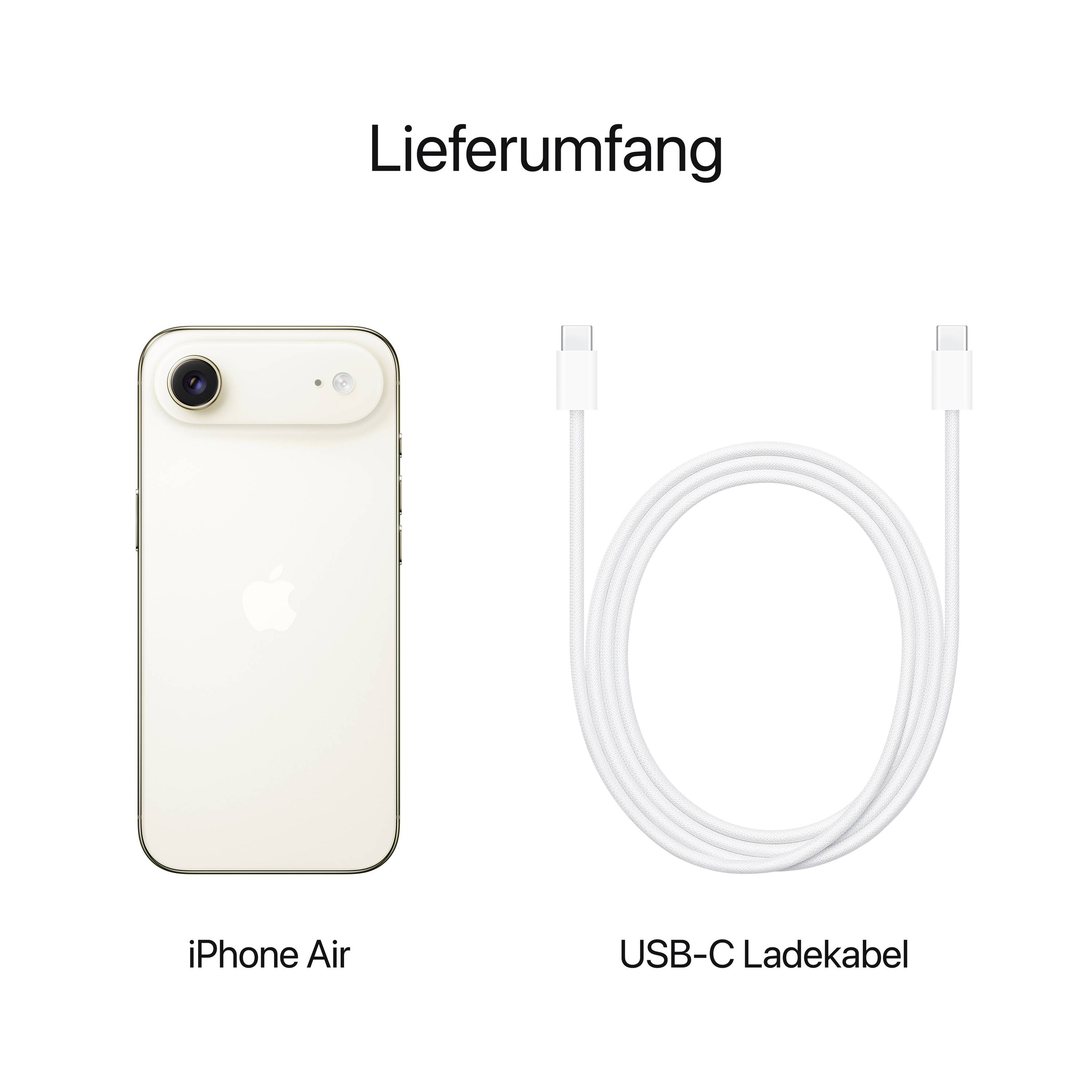 Lieferumfang: iPhone Air und USB-C Ladekabel.