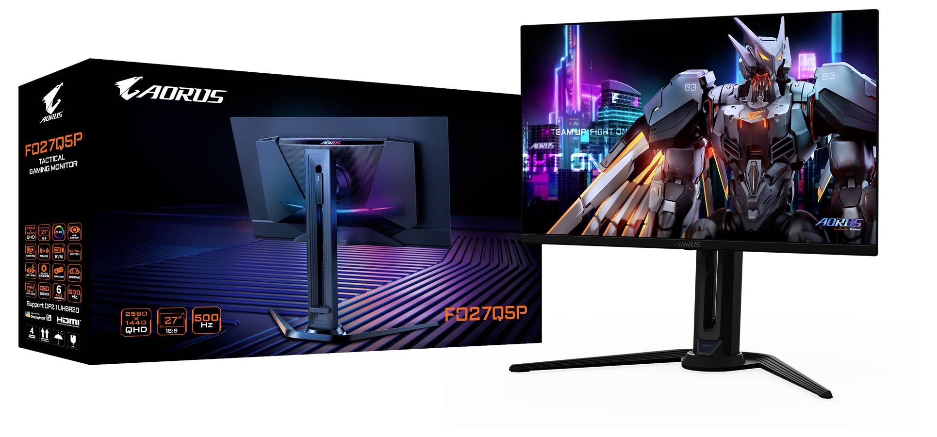 Gigabyte FO27Q5P Gaming Monitor EEK G (A - G) 68.6 cm (27 Zoll) 2560 x 1440 Pixel 0.03 ms HDMI®, DisplayPort 2.1, DisplayPort, Mini DisplayPort, US