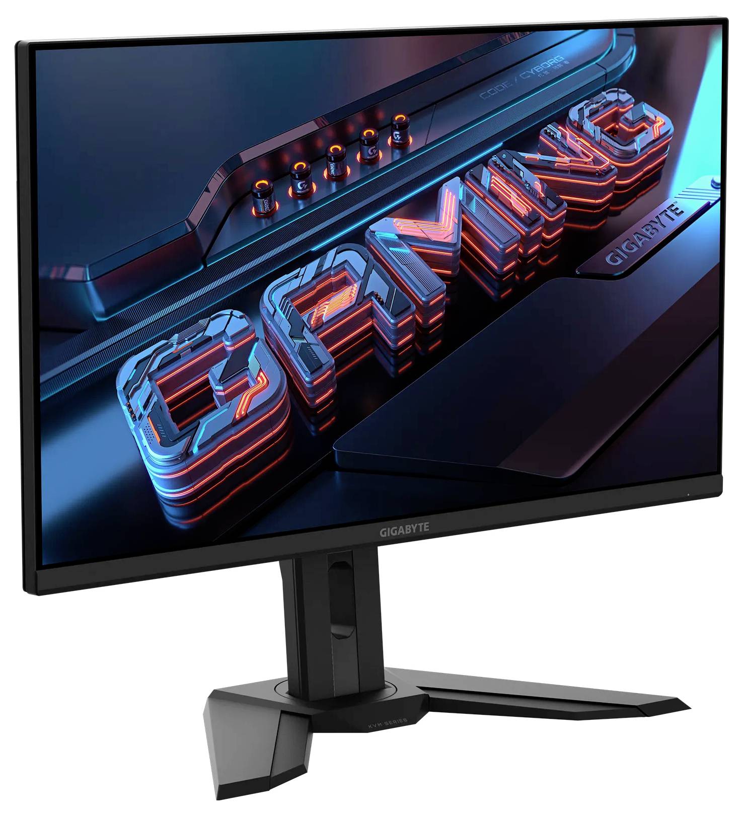 Ein Computermonitor, der einen lebendigen 3D-Text 