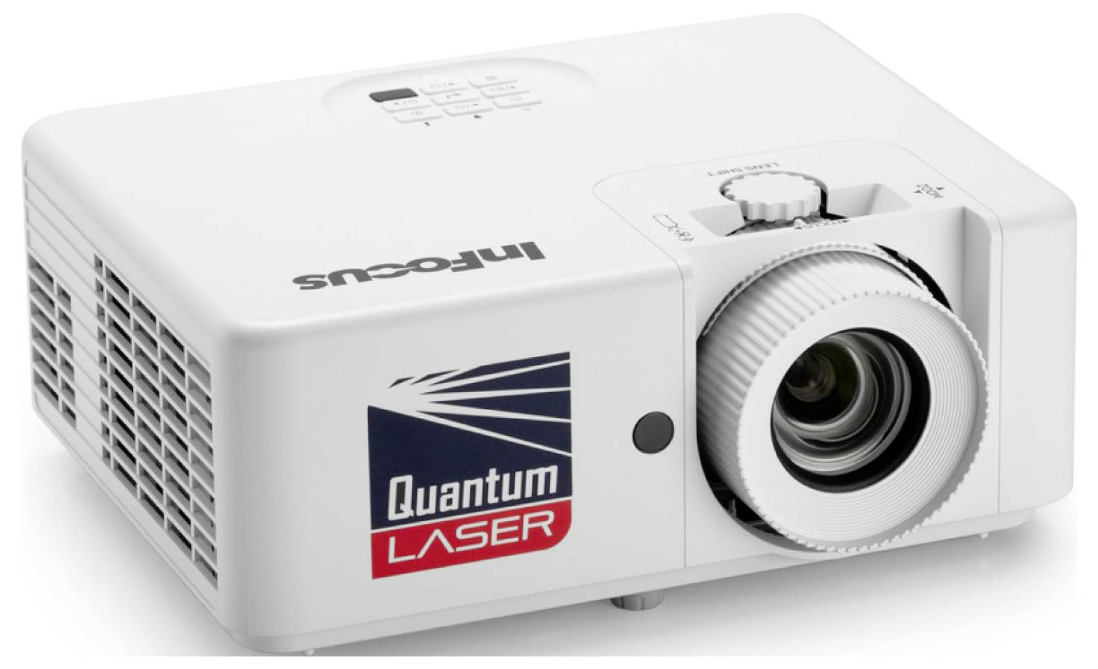 Ein weißer InFocus-Projektor mit der Aufschrift 