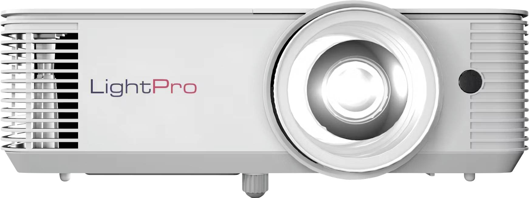Ein 'LightPro' Projektor mit einer hellen Linse, konzipiert für Präsentationen oder Heimunterhaltung.