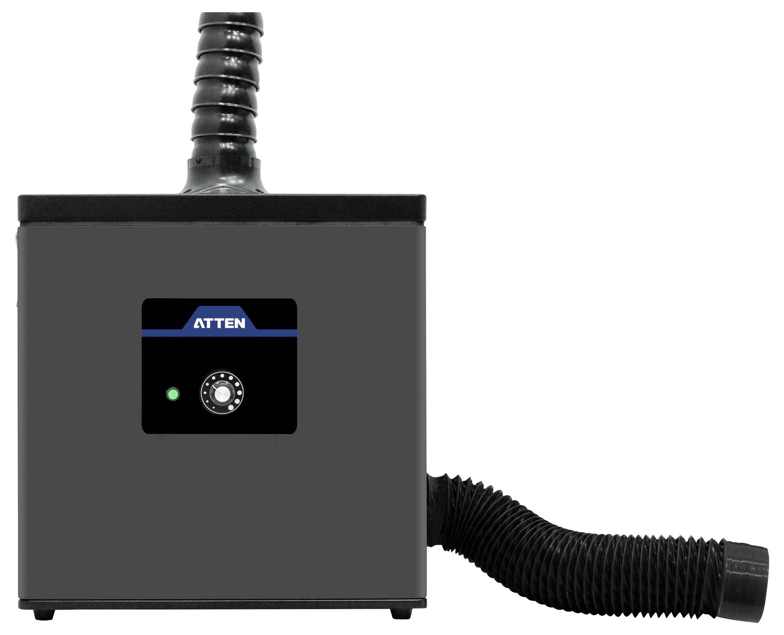 Lötdampfabsorber mit flexiblem Schlauch und Bedienfeld zur Einstellung der Saugkraft.