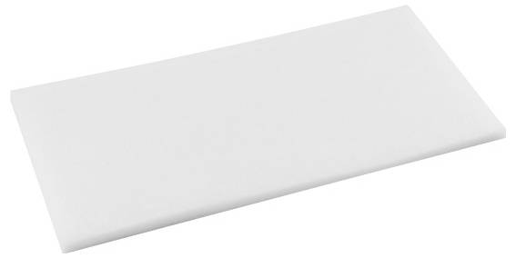 Ein einfaches weißes rechteckiges Kissen oder Polster wird gezeigt, mit einem glatten, schlichten Design.