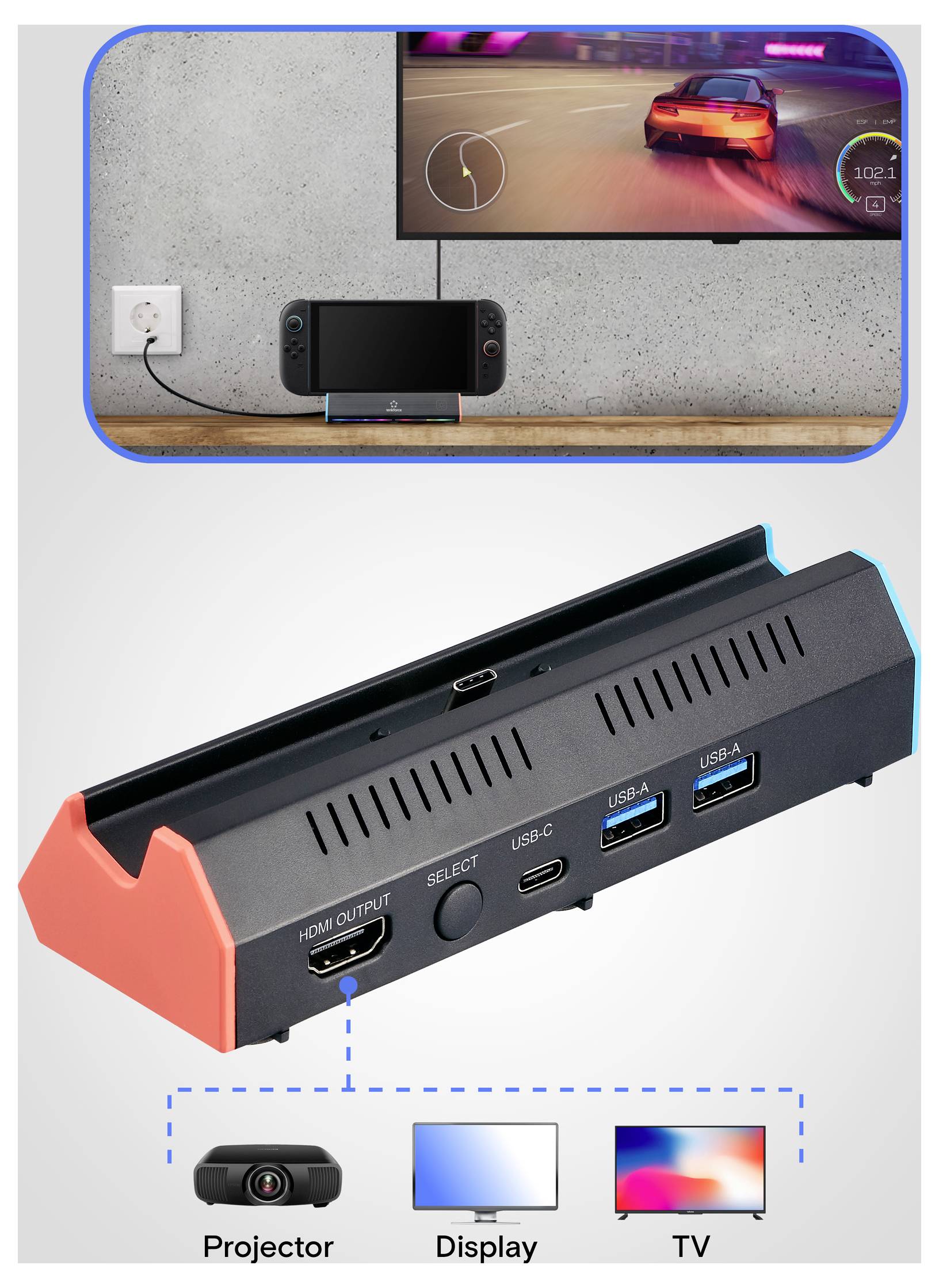 Renkforce RF-DSNS-300 Docking Station Nintendo Switch