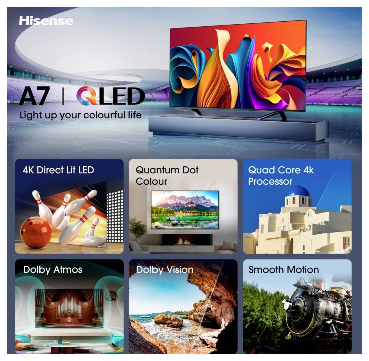 Hisense 55A7NQ QLED-TV 139cm 55 Zoll EEK E (A - G) DVB-T2, DVB-C, DVB-S2, UHD, Smart TV, WLAN Grau