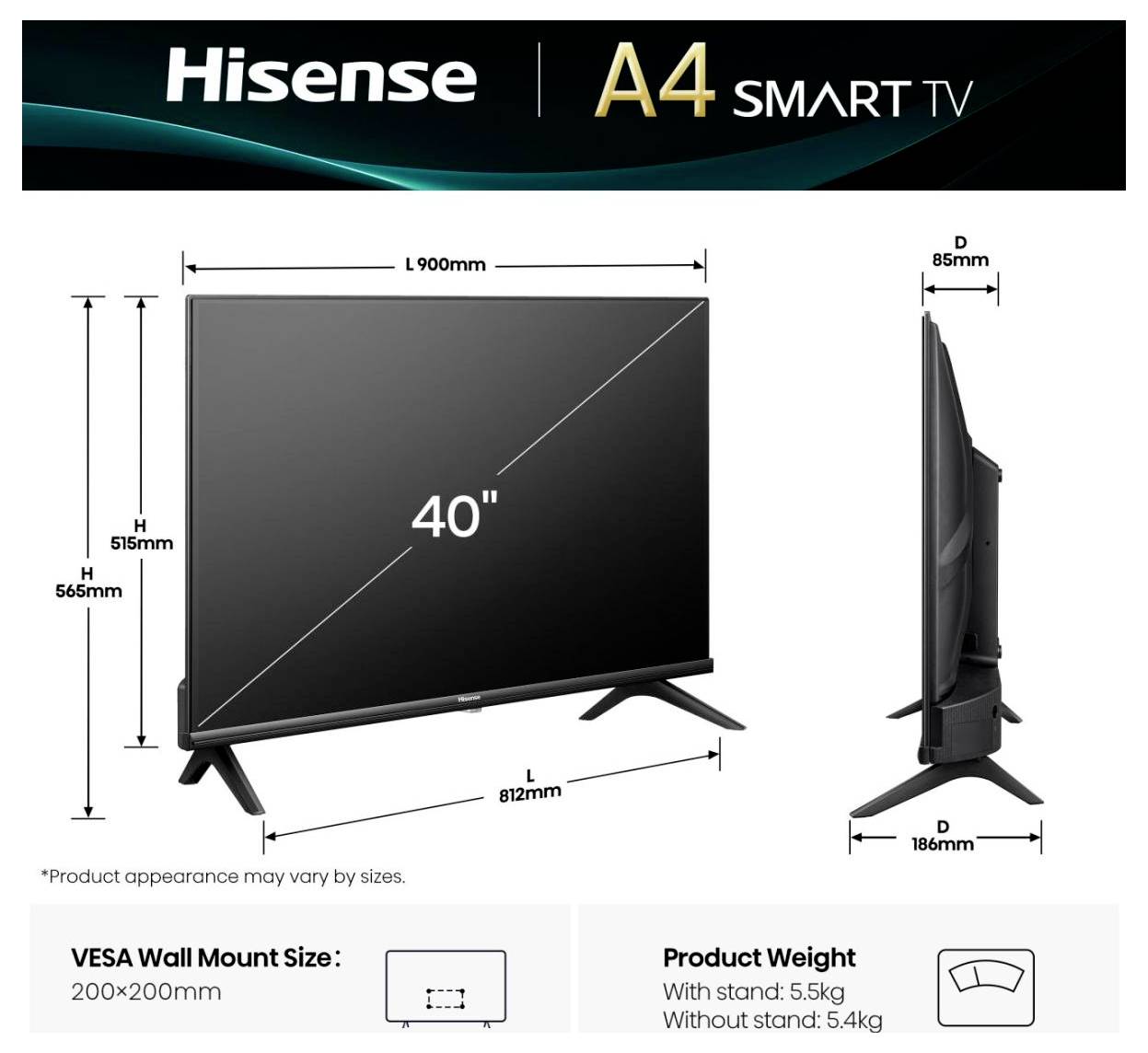 Hisense 40A4Q QLED-TV 100 cm 40 Zoll EEK F (A - G) DVB-T2, DVB-C, DVB-S2, Full HD, Smart TV, WLAN Schwarz