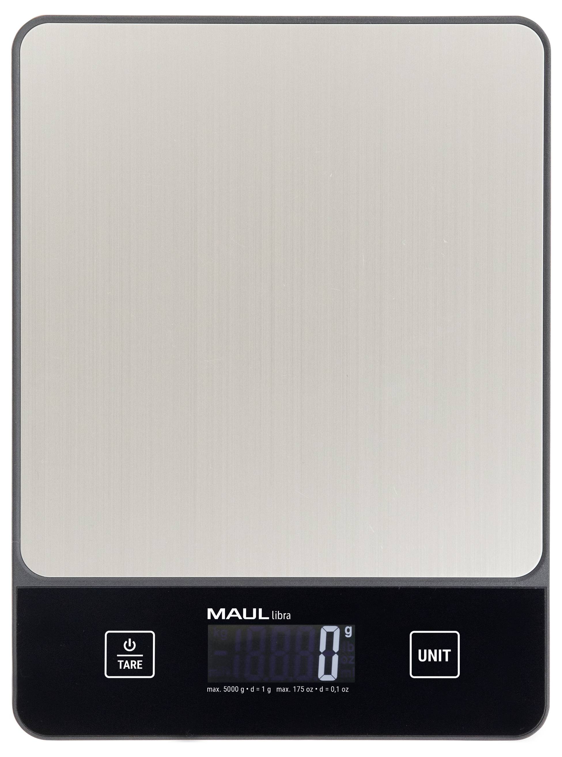 Maul MAULlibra Briefwaage 1657090 Wägebereich (max.) 5000 g Ablesbarkeit 1 g batteriebetrieben Schwarz, Silber
